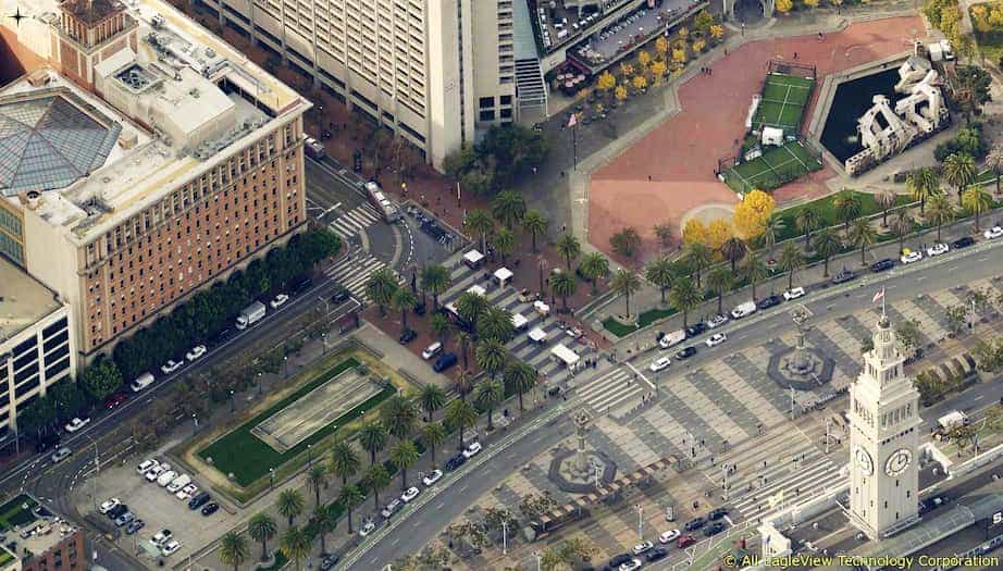 Aerial view of the plaza